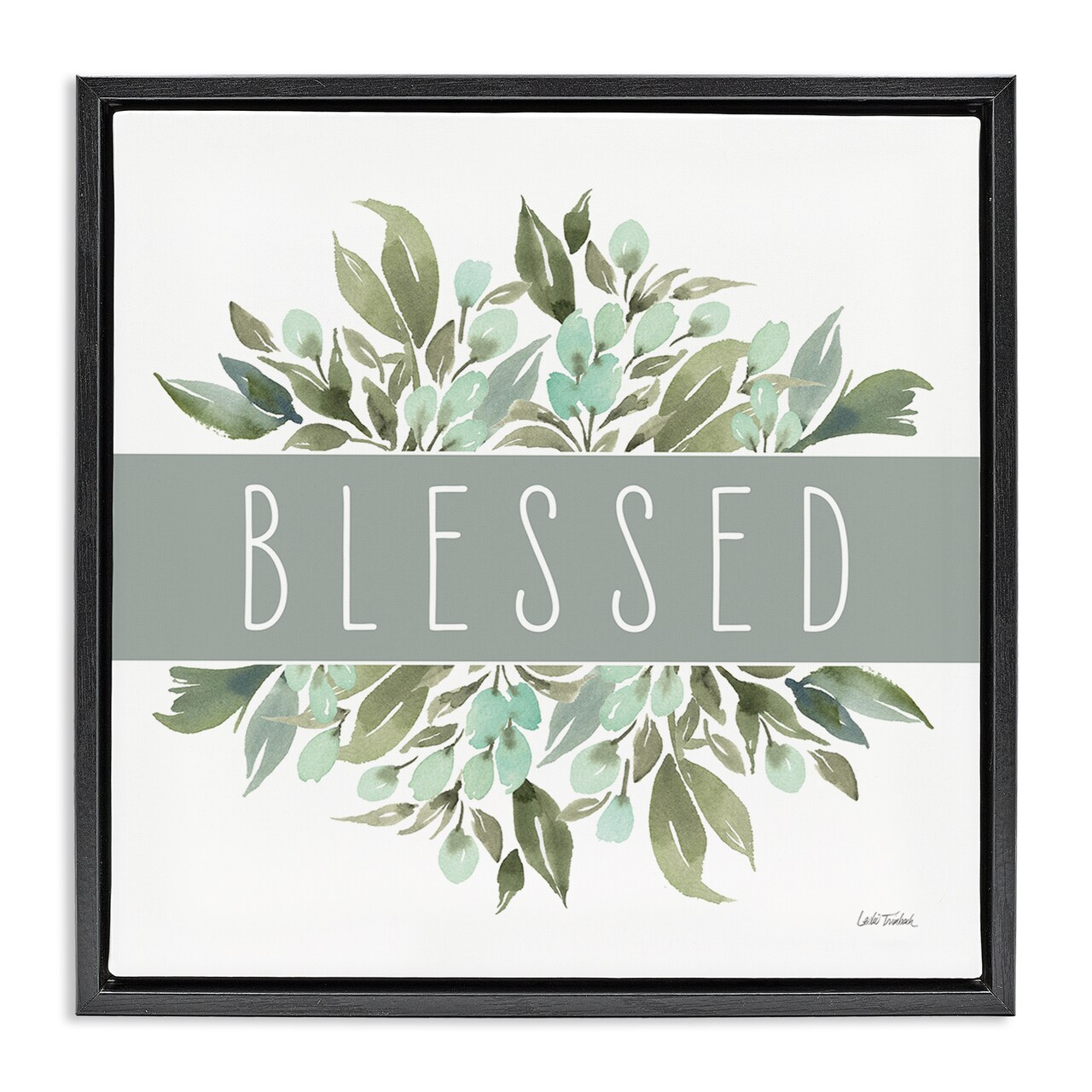 Stupell Industries Blessed Cottage Florals Framed Floater Canvas Wall Art Design by Leslie Trimbach